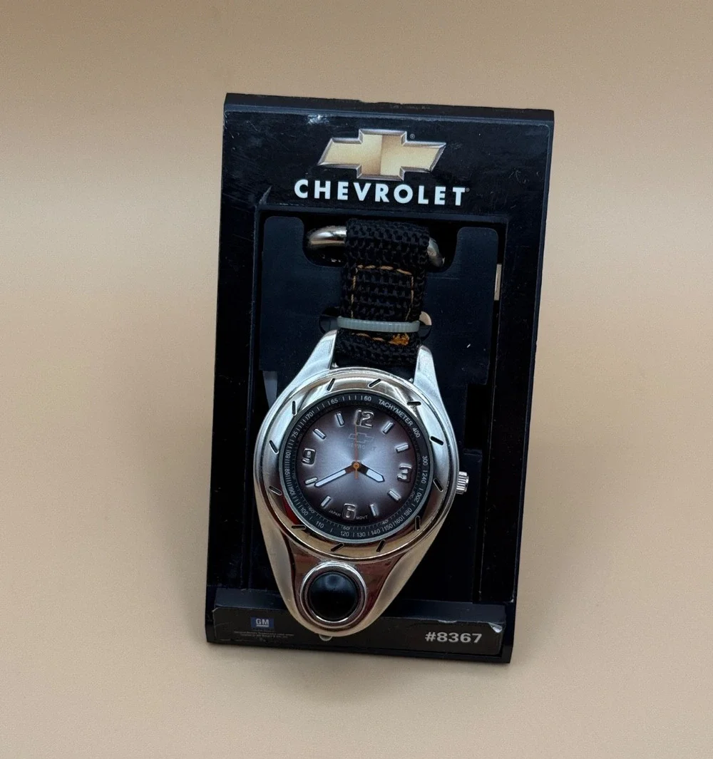 NOS Chevrolet Logo Clip Watch Keychain Belt Clip Quartz GM #8367 CHVW003